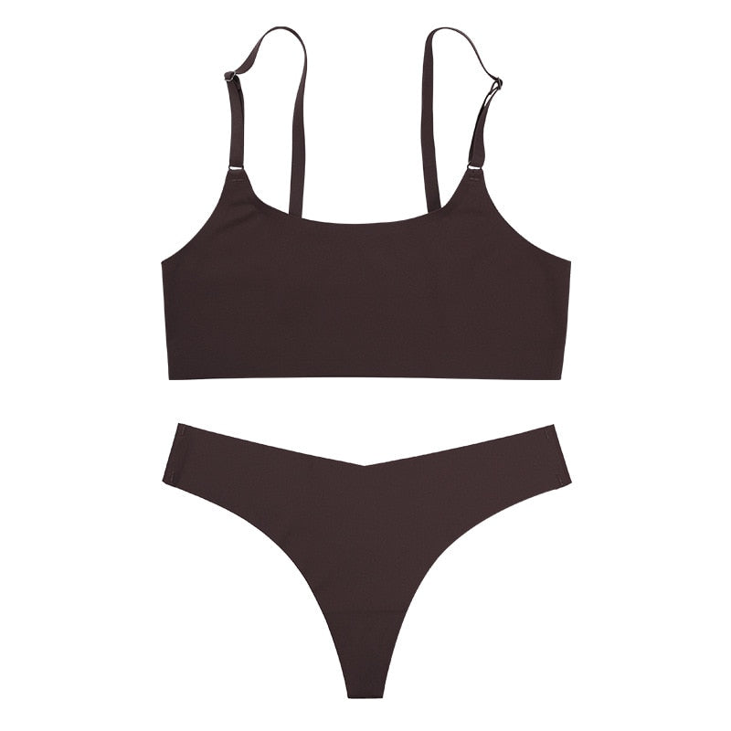 Seamless Satin Adjustable Lingerie Set