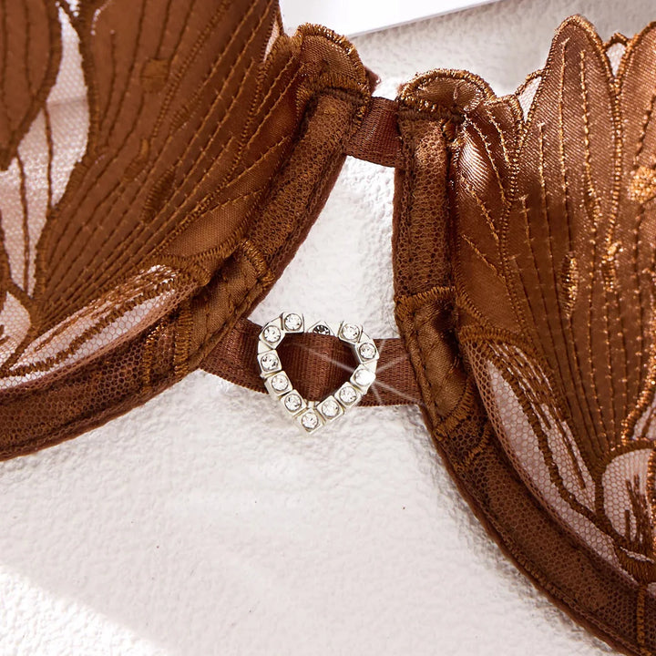Floral Embroidered Underwire Lingerie Set