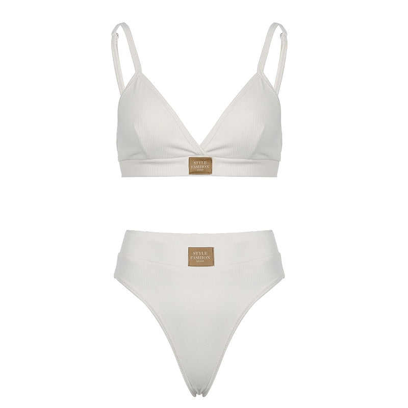 Soft High-Waist Sports Lingerie Bralette Set