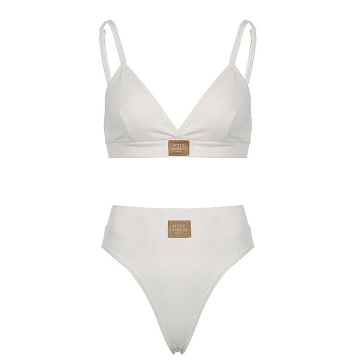 Soft High-Waist Sports Lingerie Bralette Set