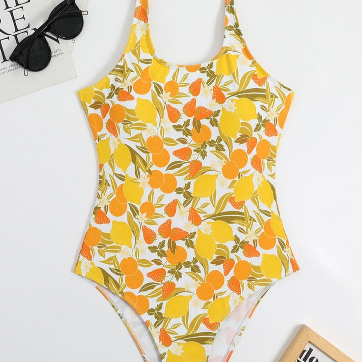 Colourful Slim-Strap One-Piece Swimsuit
