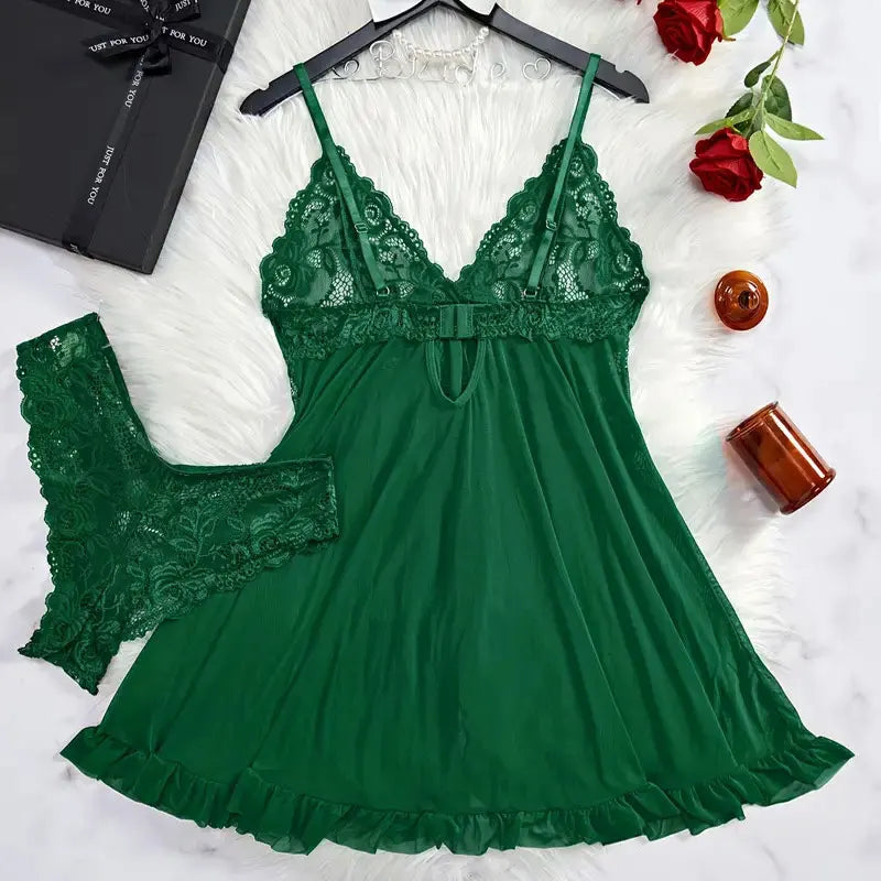Lace Nightgown and Panties Lingerie Set