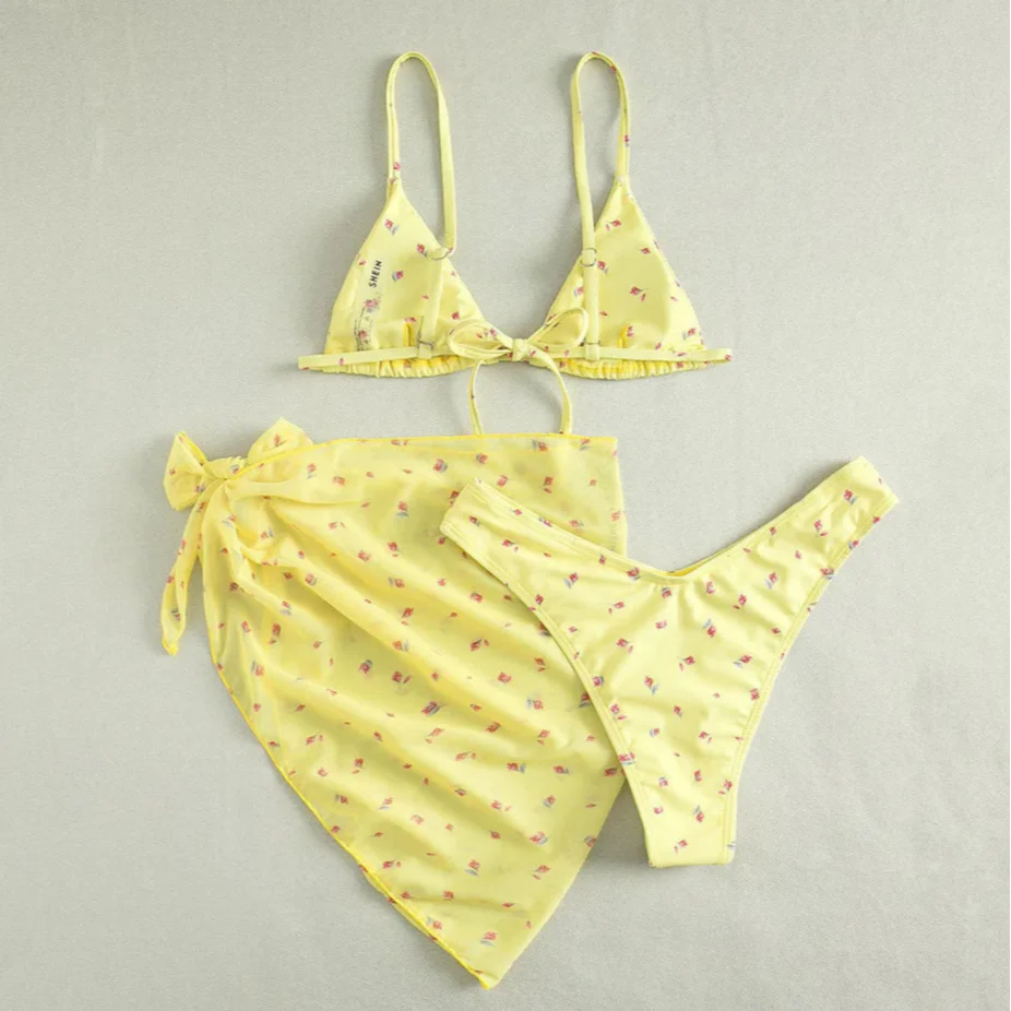 3-Piece Floral Classic Cut Bikini Set