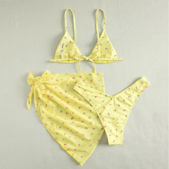 3-Piece Floral Classic Cut Bikini Set