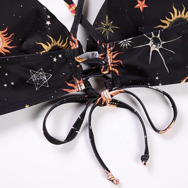 Star Print Two-Piece Swimsuit Push-Up Wireless Bra
