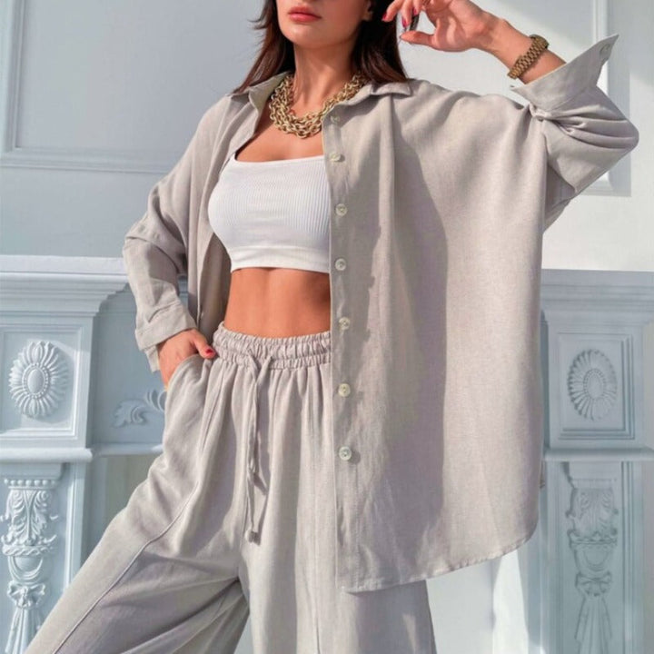 Shirt and Long Pants Smooth Fabric Homewear Set