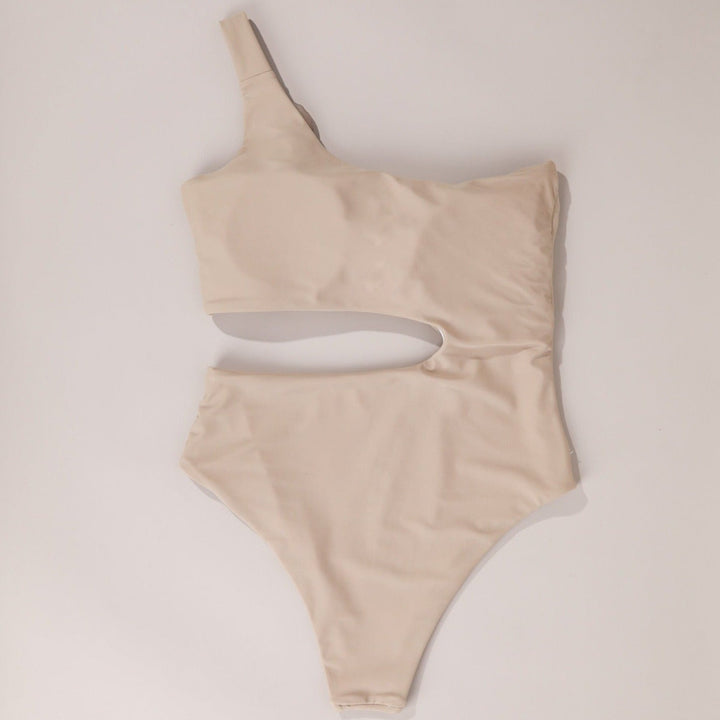 One-Shoulder Bust-Support One-Piece Swimsuit
