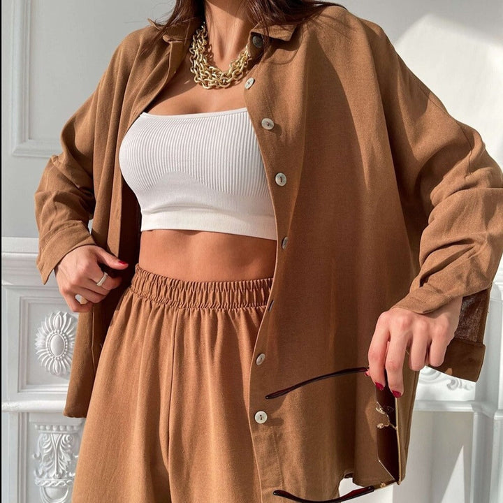 Shirt and Long Pants Smooth Fabric Homewear Set