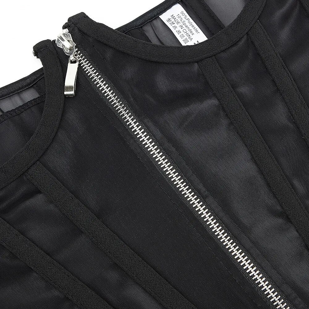 Underbust Zip-Up Back-Lace Mesh Corset