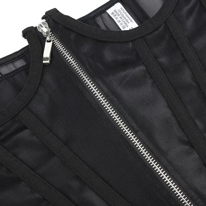 Underbust Zip-Up Back-Lace Mesh Corset