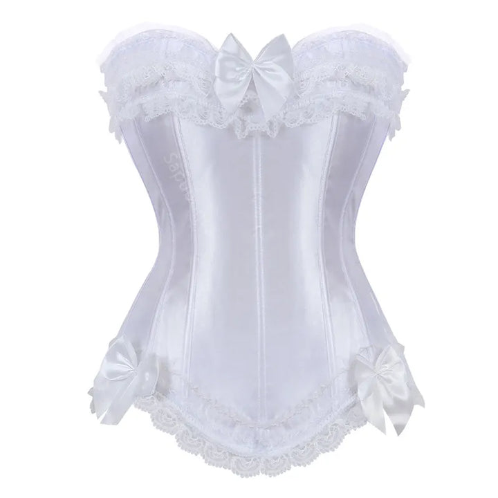 Satin Lace-Trim Adjustable Plus-Size Corset