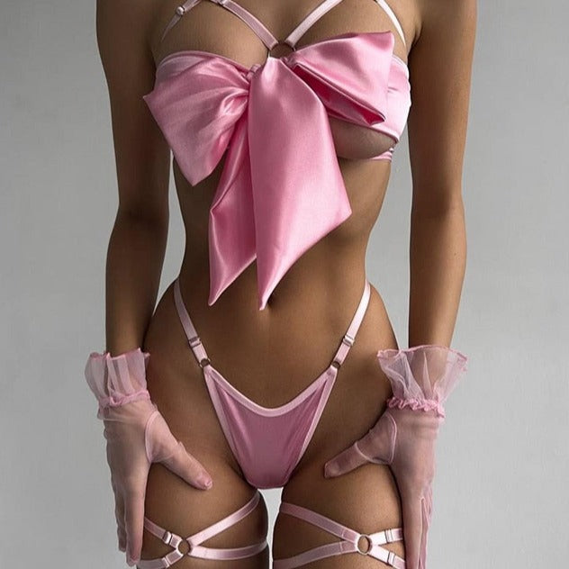 Underwired Bow-Detail Lingerie Set Thong