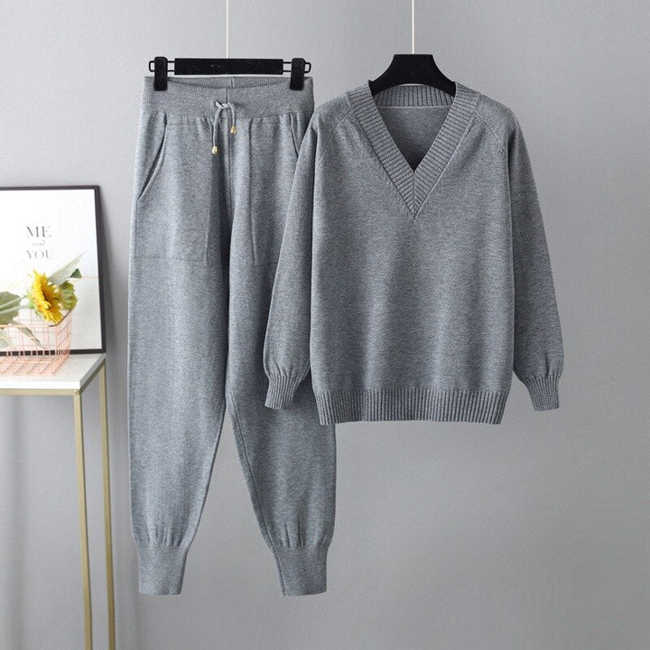 V-Neck Cardigan and Long Pants Soft Homewear Set