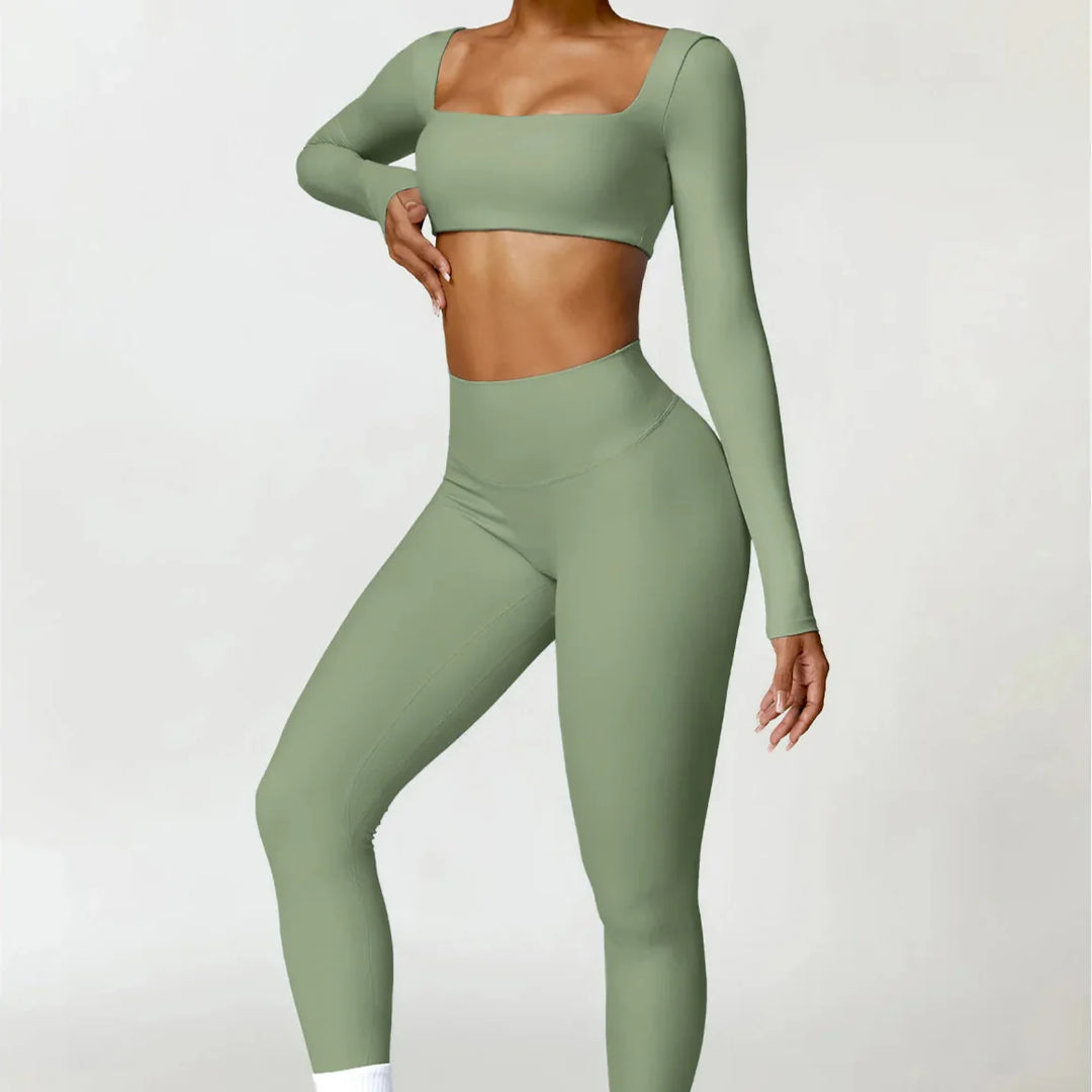 Long-Sleeve Top and High-Waist Leggings Sport Set
