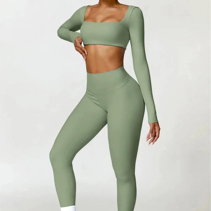 Long-Sleeve Top and High-Waist Leggings Sport Set