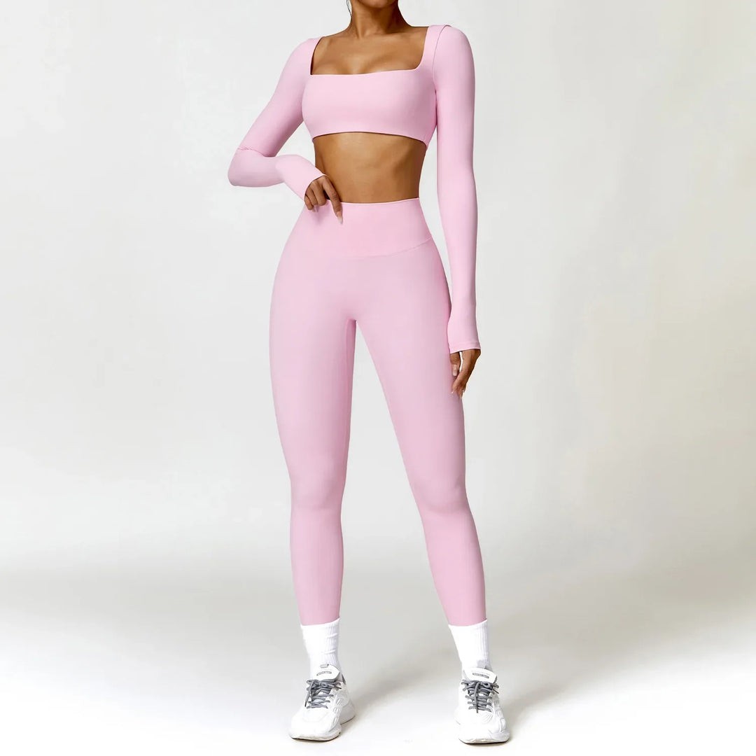 Long-Sleeve Top and High-Waist Leggings Sport Set