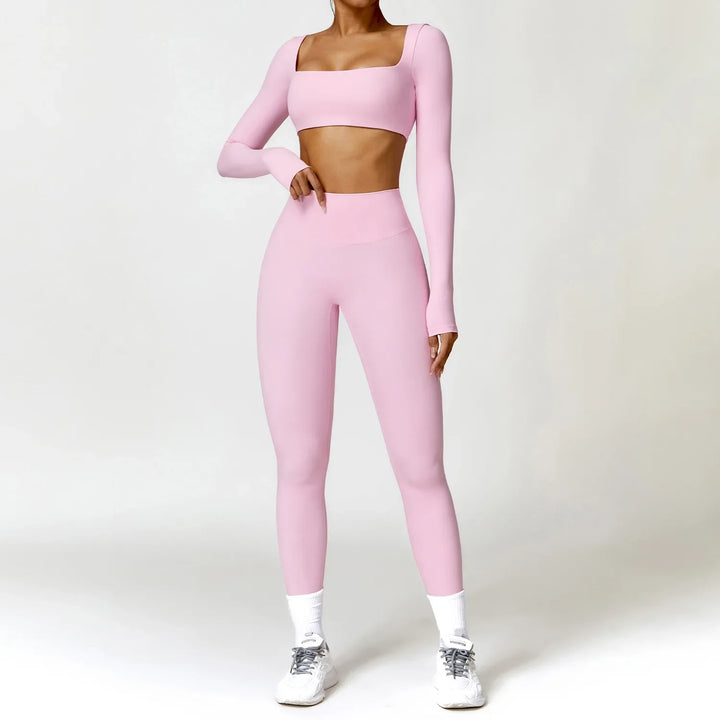 Long-Sleeve Top and High-Waist Leggings Sport Set