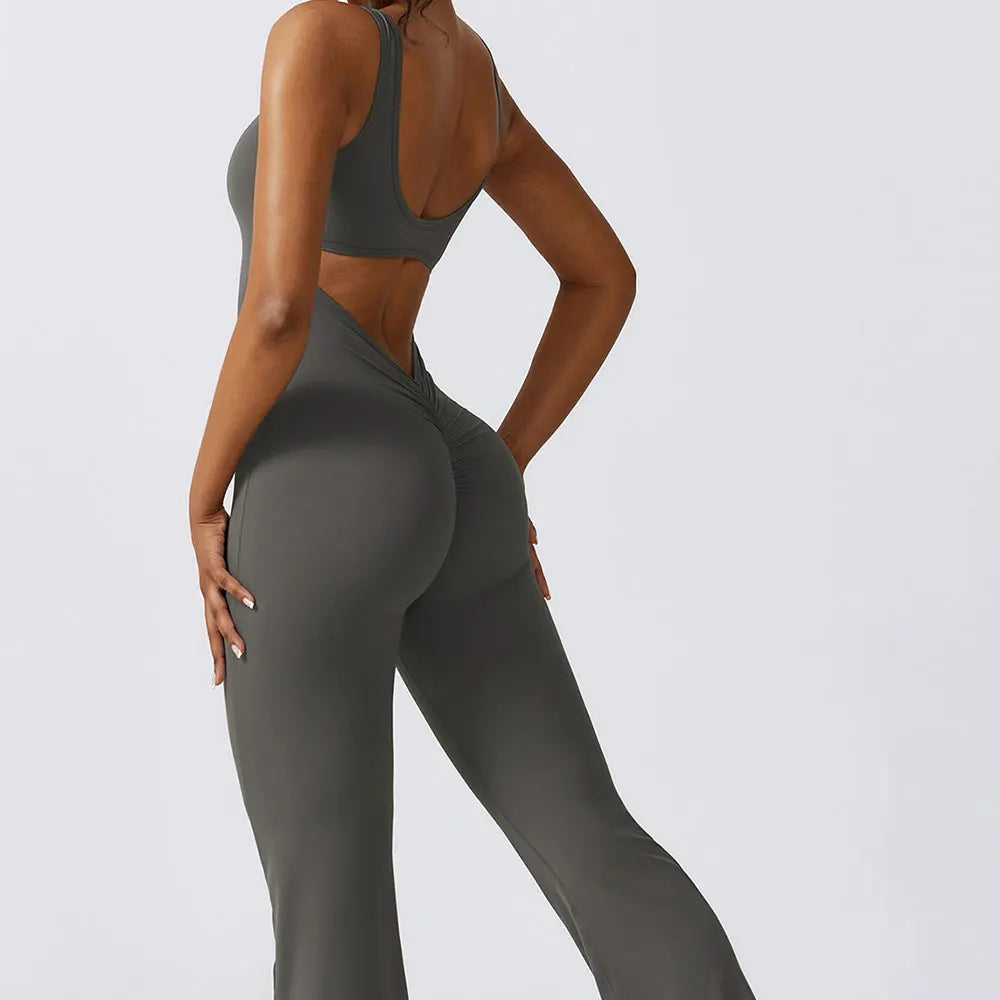 Push-Up Fitted Stretch One-Piece Sport Jumpsuit