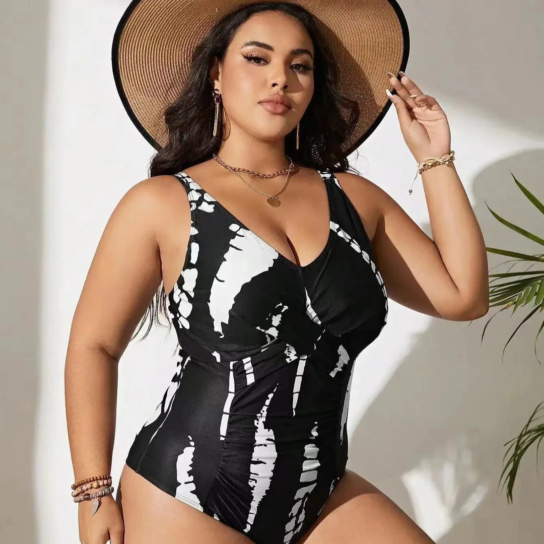 Push-Up Black and White One-Piece Swimsuit