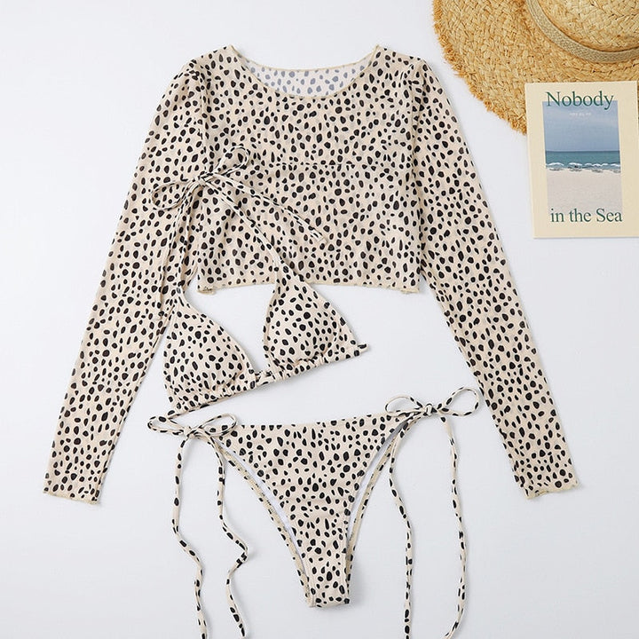 Mesh-Top Two-Piece Bikini Set Adjustable