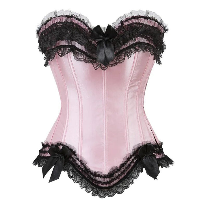 Satin Lace-Trim Adjustable Plus-Size Corset