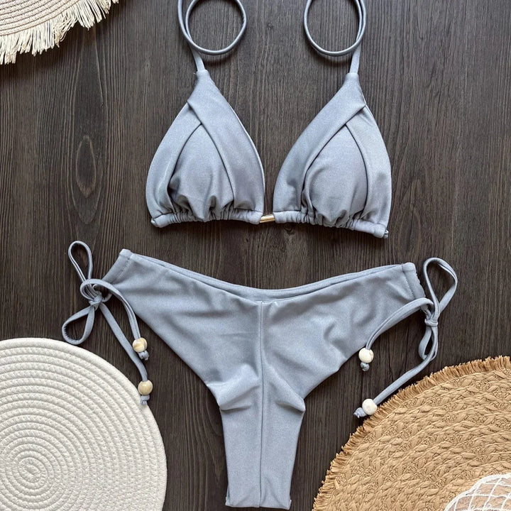 Ruched Tie-Strap Two-Piece Bikini