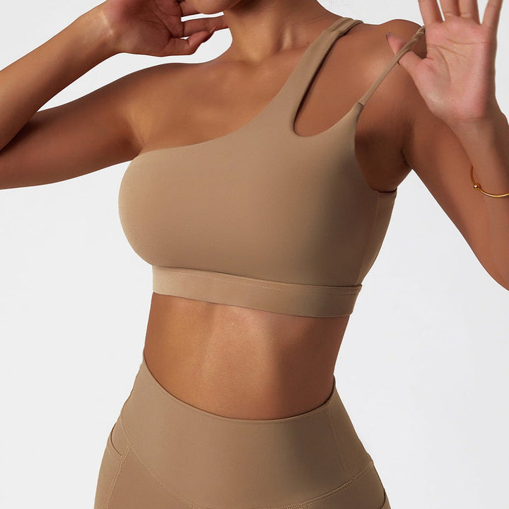 One-Shoulder Sports Bra Top Durable Bust Support