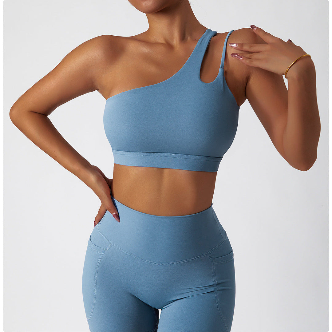 One-Shoulder Sports Bra Top Durable Bust Support