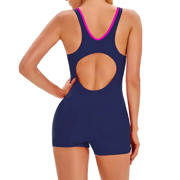 Comfortable Wide-Strap One-Piece Swimsuit with Shorts
