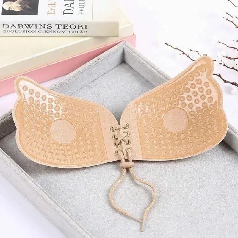 Pull-Tie Adhesive Seamless Strapless Bra