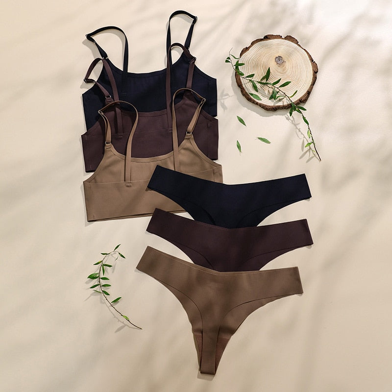Seamless Satin Adjustable Lingerie Set