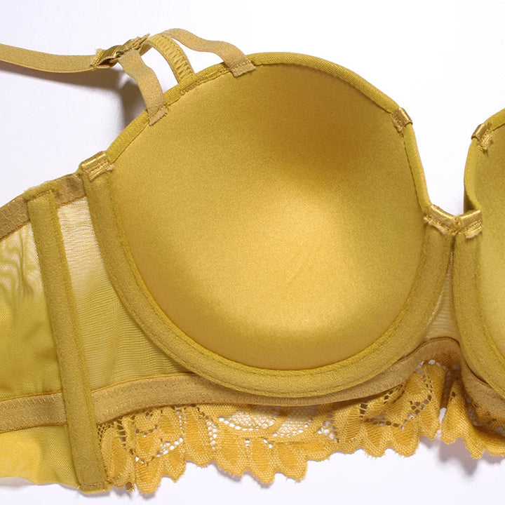 Lace Satin-Insert Adjustable Brief Lingerie Set