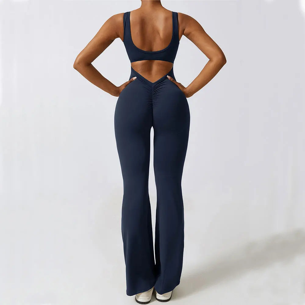 Push-Up Fitted Stretch One-Piece Sport Jumpsuit