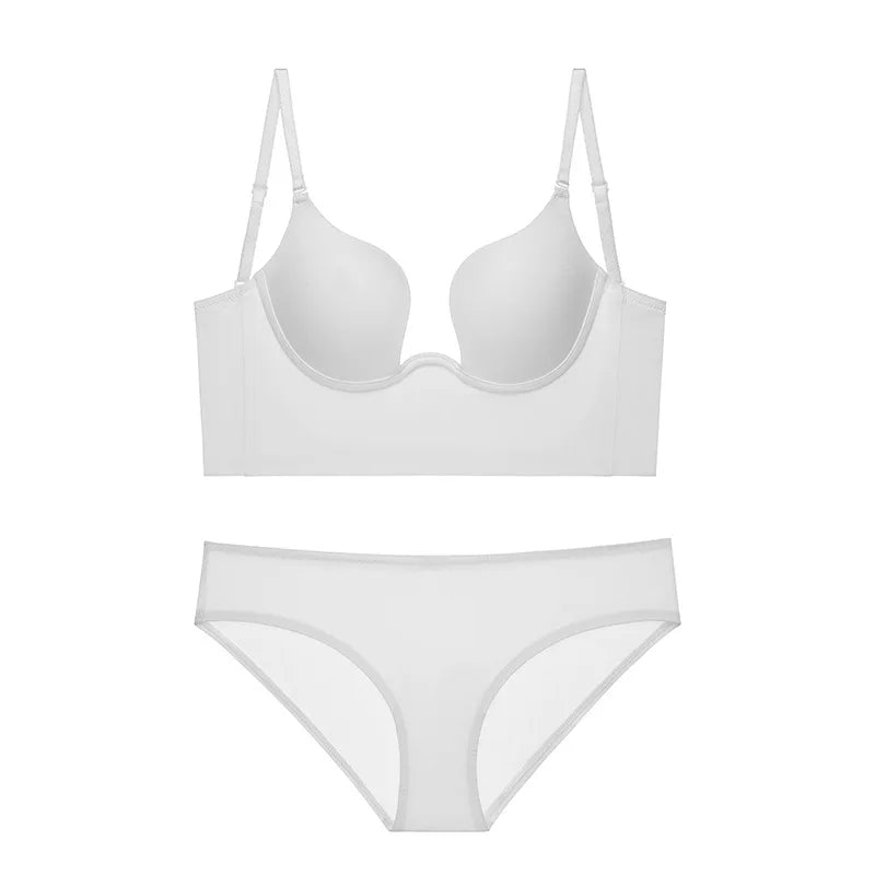 Underwire Plunge Bustier and Brief Lingerie Set