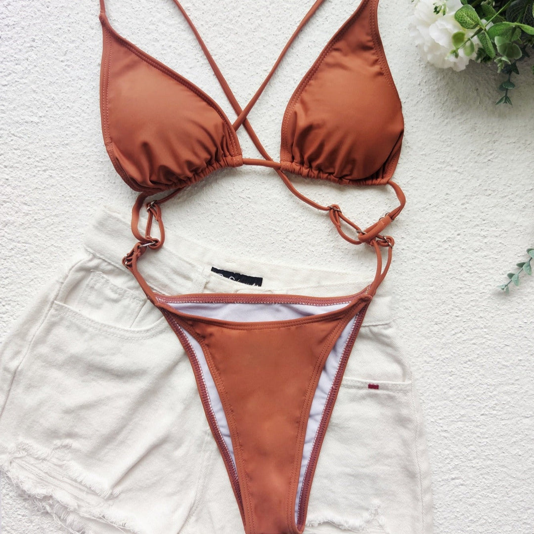 Open-Back One-Piece Swimsuit Decorative Straps