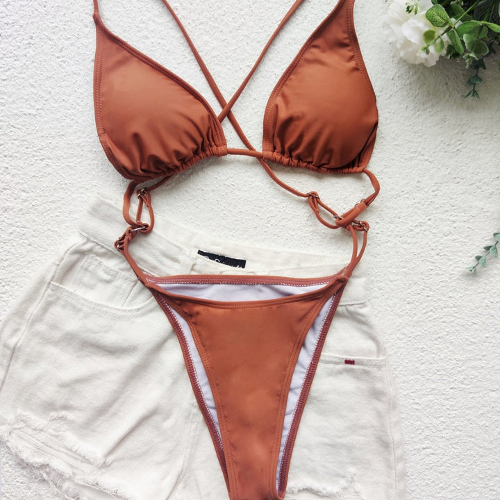 Open-Back One-Piece Swimsuit Decorative Straps