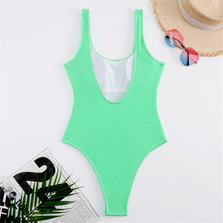 Ribbed One-Piece Swimsuit Open Back