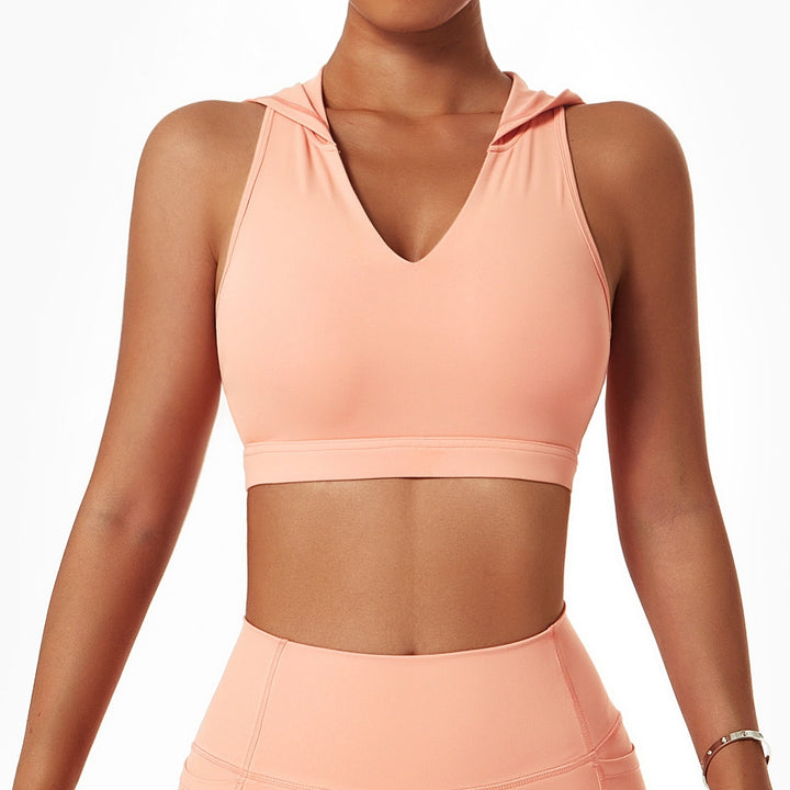 Hooded Sports Crop Top Open Back
