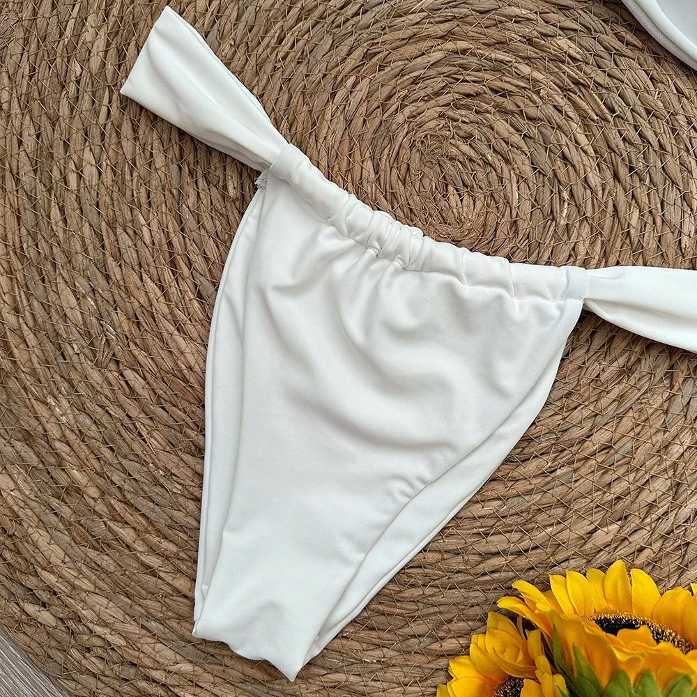 Strapless Bandeau Romantic Flower Bikini Set