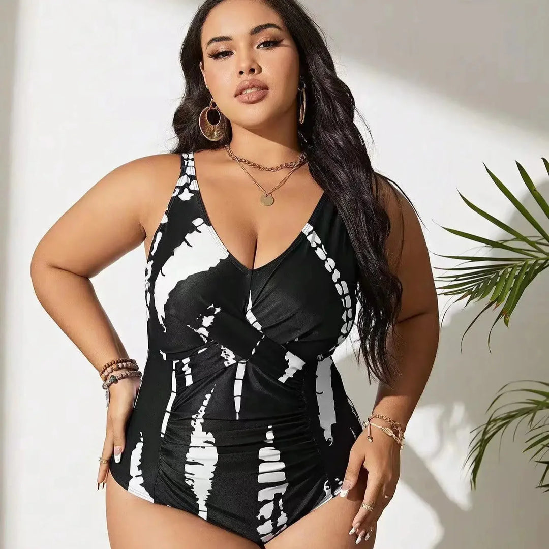 Push-Up Black and White One-Piece Swimsuit