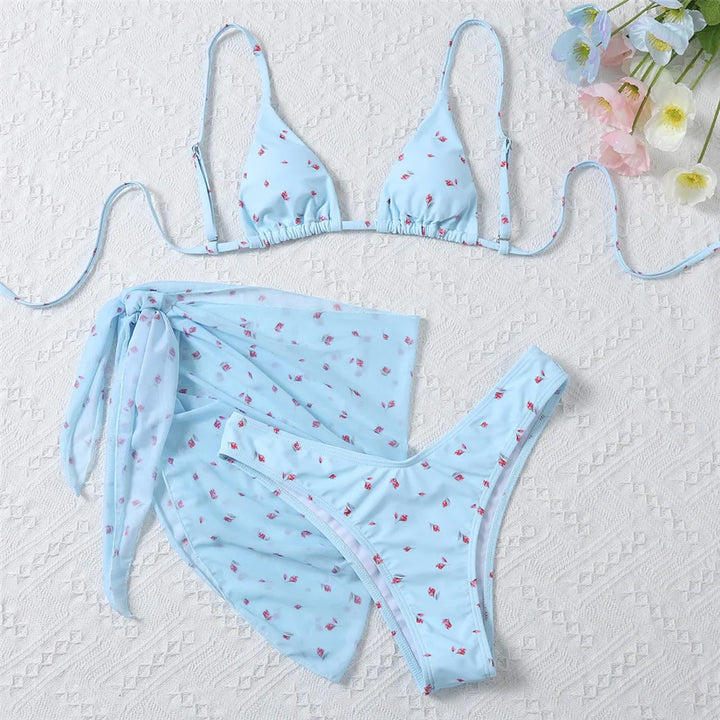 3-Piece Floral Classic Cut Bikini Set