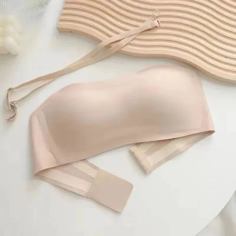 Seamless Push-Up Tube Bra with Detachable Straps