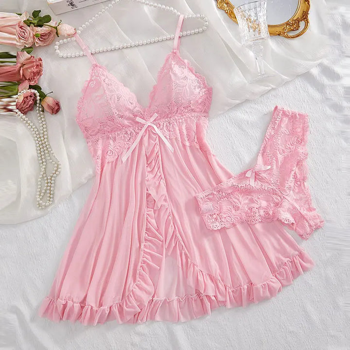 Lace Nightgown and Panties Lingerie Set