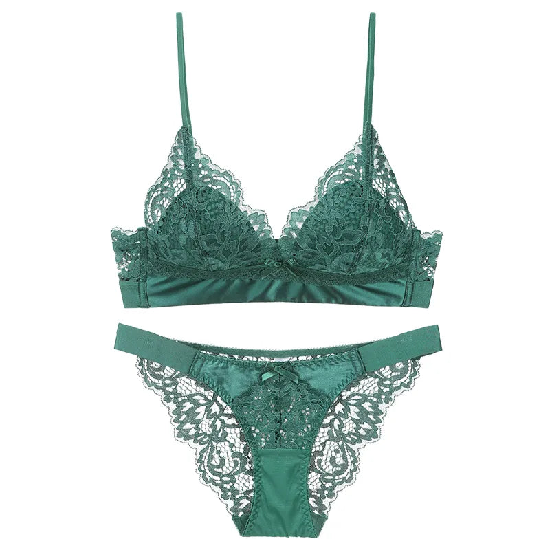 Lace Push-Up Triangle Bra and Brief Set