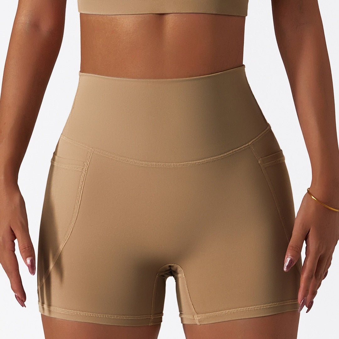 Athletic Shorts with Phone Pocket High Waist