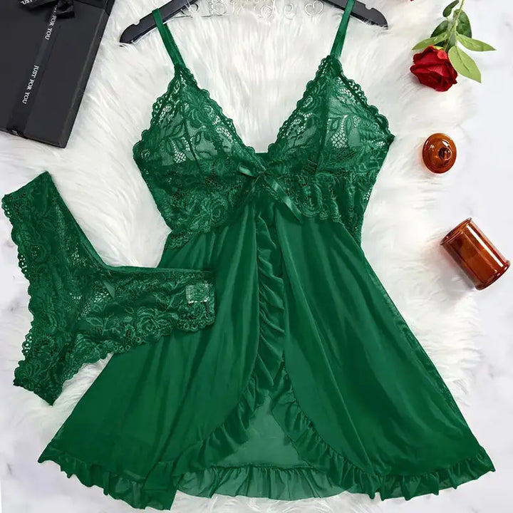 Lace Nightgown and Panties Lingerie Set