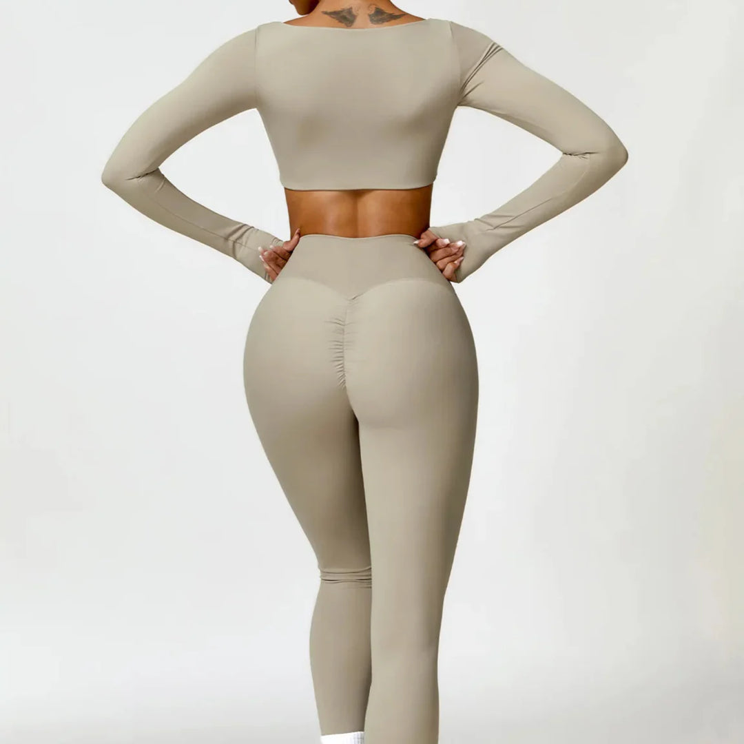 Long-Sleeve Top and High-Waist Leggings Sport Set