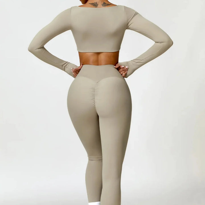 Long-Sleeve Top and High-Waist Leggings Sport Set