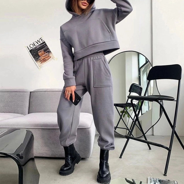 Smooth Sweatshirt Homewear Set Top and Pants