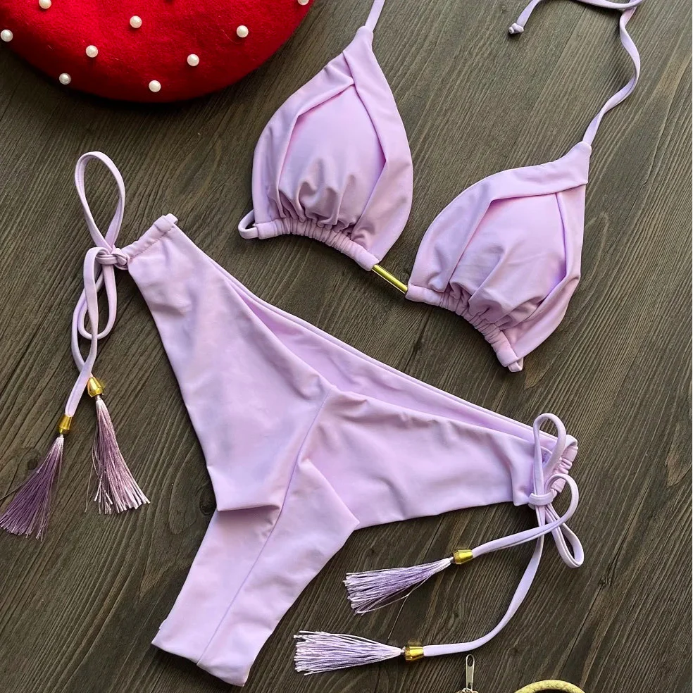 Ruched Tie-Strap Two-Piece Bikini
